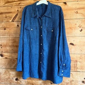 Lauren Ralph Lauren 100% Linen striped button down shirt